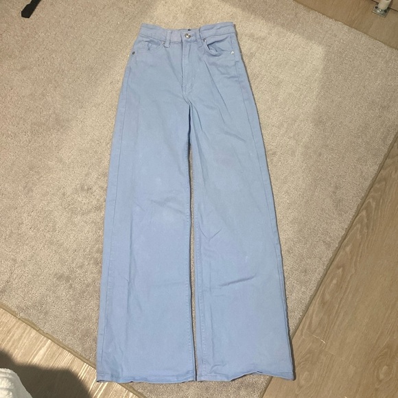 H&M light blue Wide-leg twill pants size 2 - Picture 2 of 5